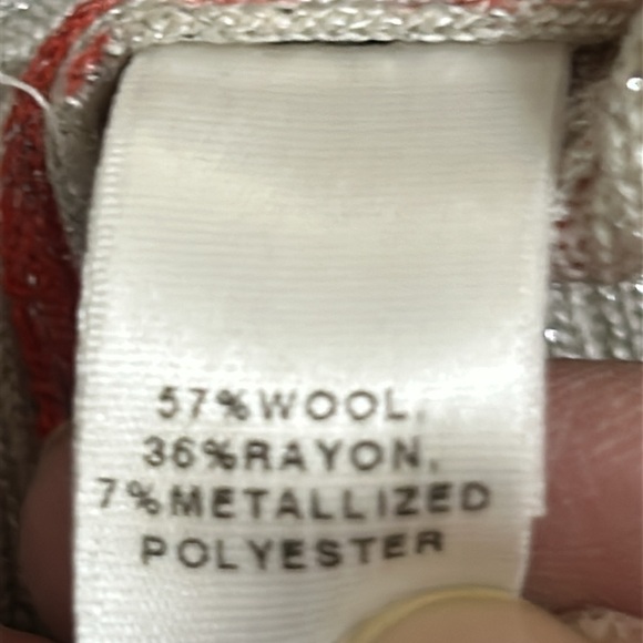 ST JOHN pink and silver rose print button down cardigan wool lurex Women’s XL - Picture 12 of 14